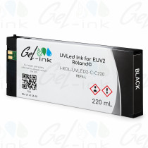Tinta UV LED compatível Roland Eco UV 2 (Cartucho) - Recarga 220 mL – Preto